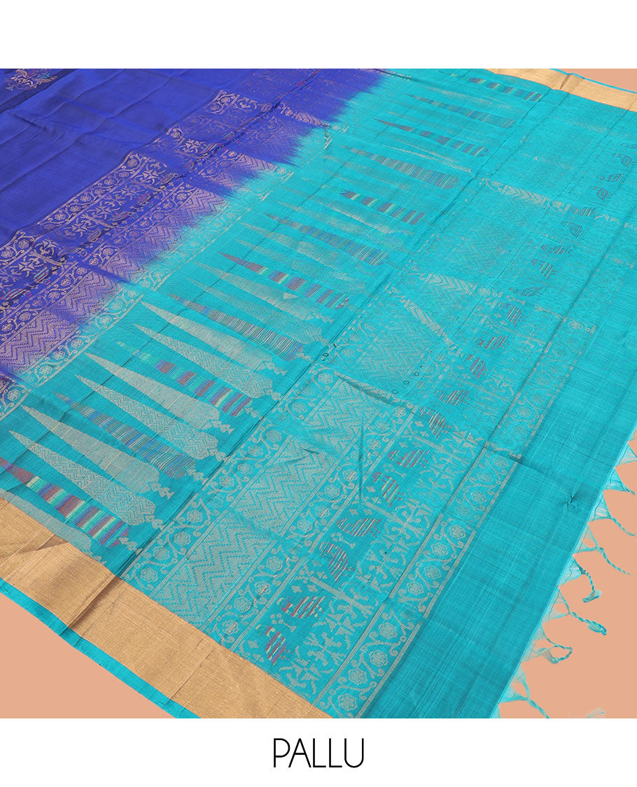 Blue Mayuri Lite Silk Mix Saree