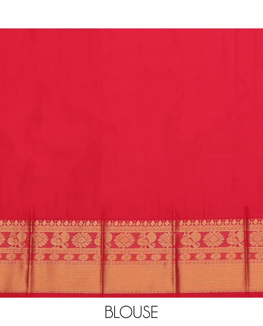 Brown Budget Silk Saree, Impeccably Styled with Zari Buttas, a Contrast Traditional Zari Border, Intricate Pallu, and a Contrast Blouse