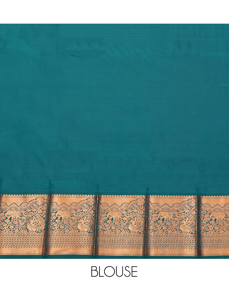Orange Budget Silk Saree, Richly Detailed with Zari Buttas and Checks, Complemented by Contrast Traditional Zari Border, Grand Pallu, and a Contrast Blouse