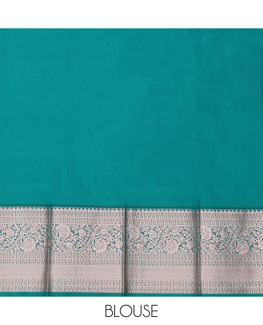 Violet Budget Silk Saree, Detailed with Zari Designs, Complemented by a Contrast Traditional Zari Border, Floral Pallu, and a Contrast Blouse