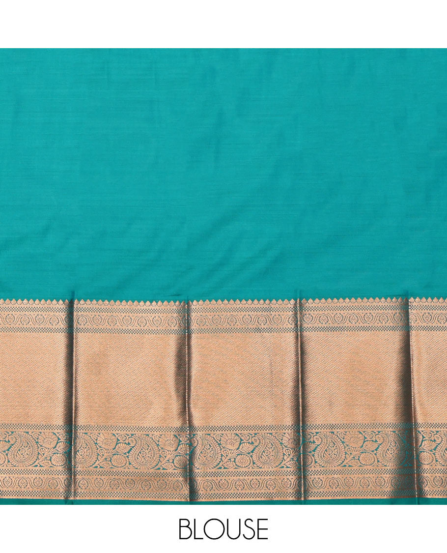Red Budget Silk Saree Masterfully Woven with Jacquard Design, Complemented by a Contrast Traditional Zari Border, Jaal Pallu, and Contrast Blouse