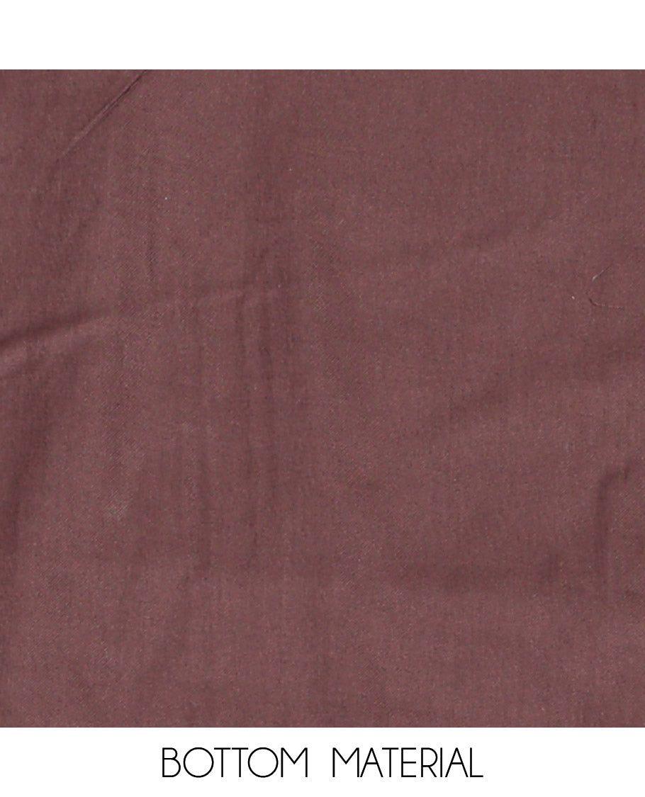 Brown Cotton Material Churidar Set, Bedecked with Geometric Printed Top, Matching Bottom, and Geometric Printed Dupatta
