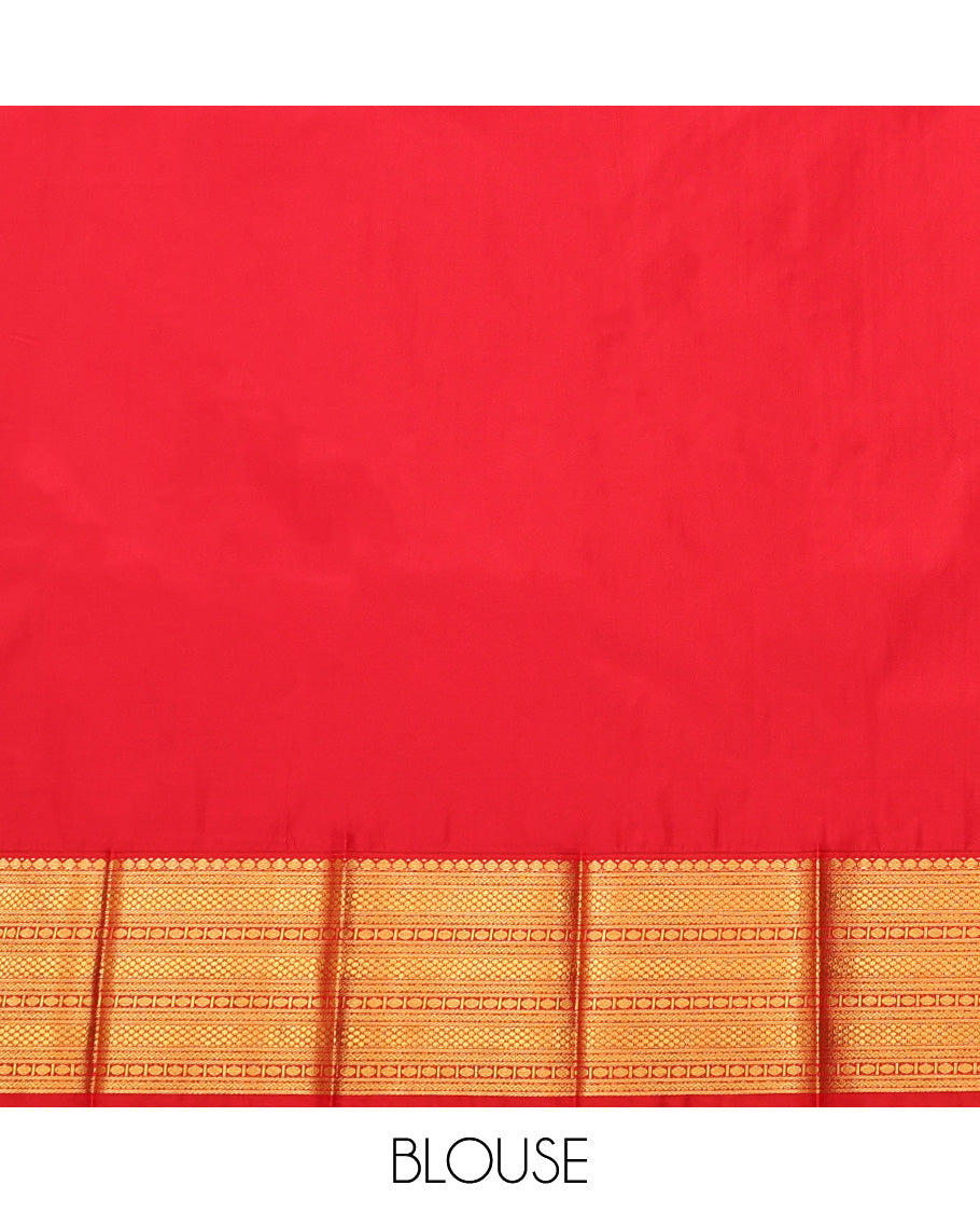 Blue Budget Silk Saree, Adorned with Zari Buttas, Complemented by a Contrast Traditional Zari Border, Geometric Pallu, and a Contrast Blouse