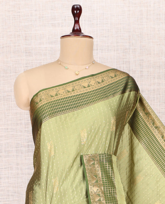 Dark Green Contrast Traditional Budget Silk Saree