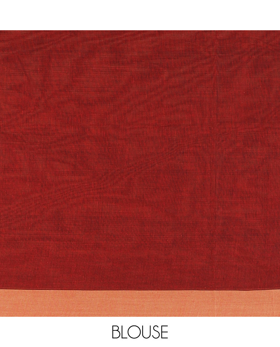 Green buttas Coimbatore cotton saree, plain border & geometric motifs pallu