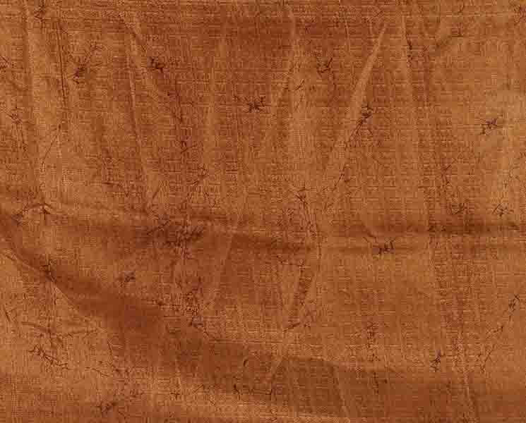 Borderless cream-mustard batik-style floral printed khadi cotton saree, printed pallu & printed blouse