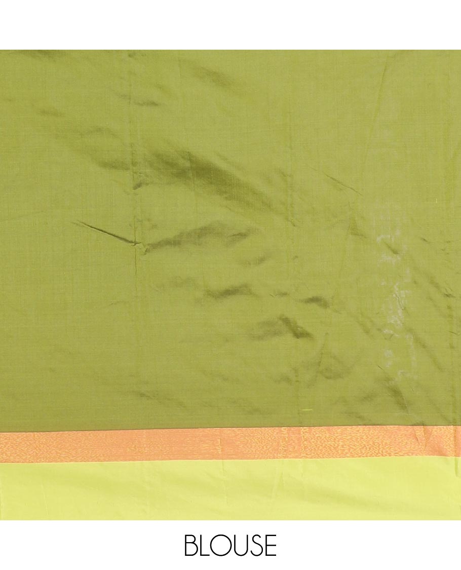 Maroon-onion pink half-and-half plus-shaped buttas woven semi-soft silk saree with contrast satin border, striped pallu, and a contrast plain blouse