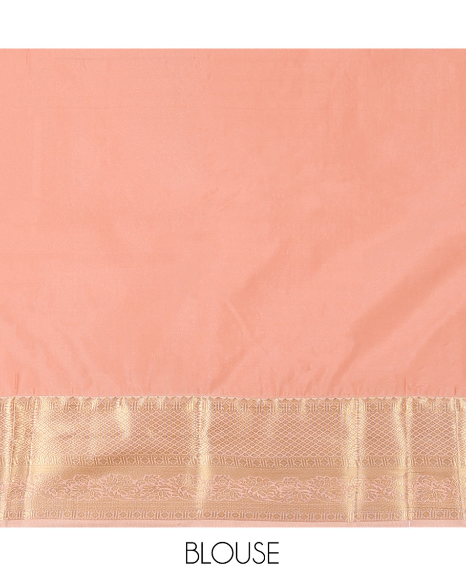Green Budget Silk Saree, Showcasing Zari Buttas on Its Body, Complemented by a Contrast Traditional Zari Design Border, Intricately Designed Pallu, and Paired with a Contrast Blouse