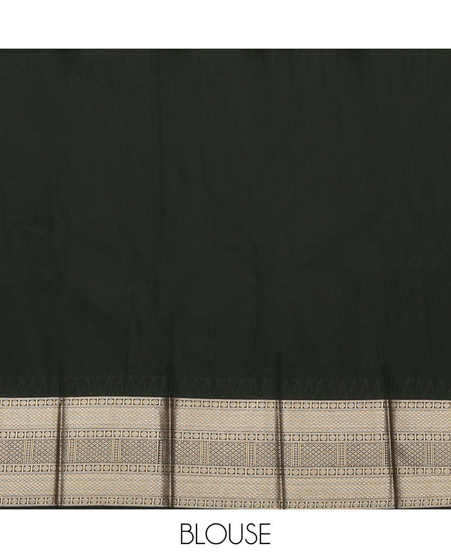 Lavender Budget Silk Saree, Woven with Zari Butta Enclosed Checks, a Contrast Traditional Temple Border, Chevron Striped Pallu, and a Contrast Blouse