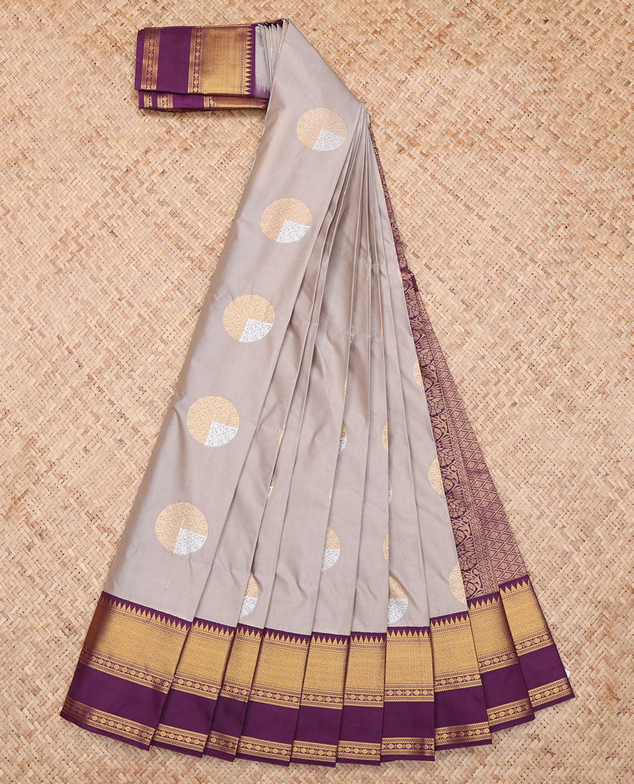 Grey Contrast Traditional Budget Silk Saree