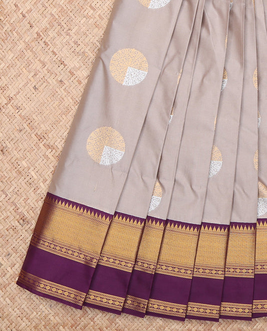 Grey Contrast Traditional Budget Silk Saree