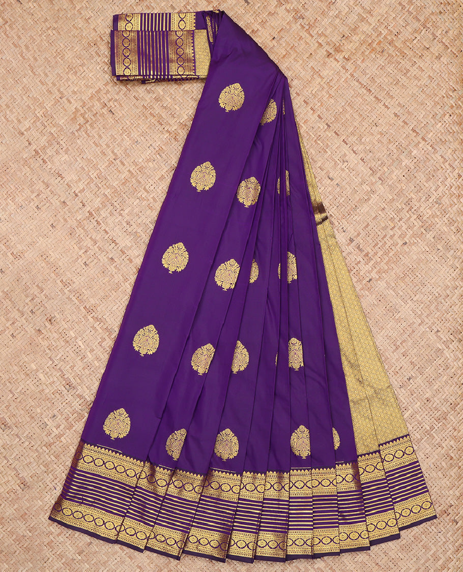 Violet Zari Buttas Budget Silk Saree