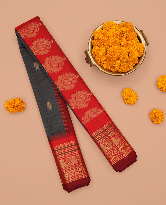 Grey Gadwal Silk Mix Saree