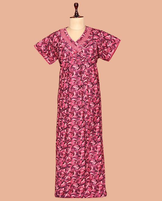 Pink Cotton-Blended Nighty