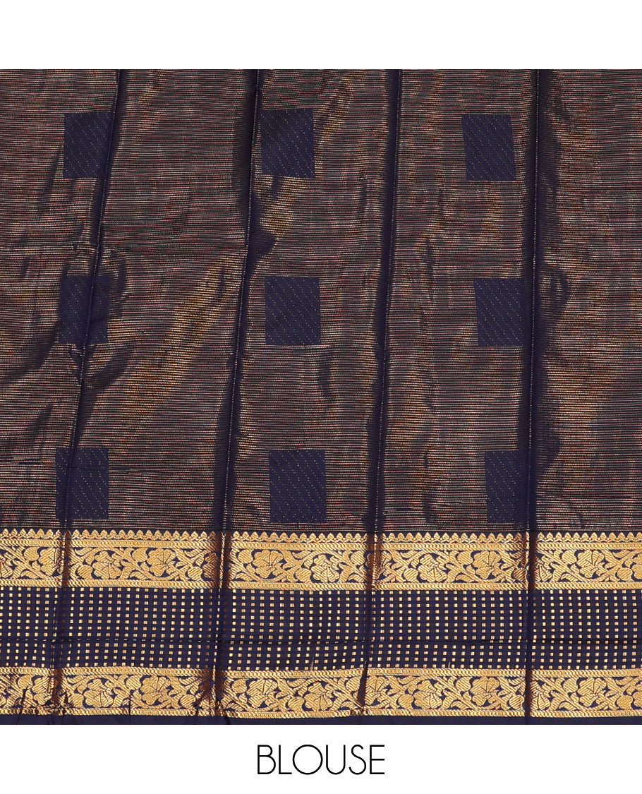 Red Budget Silk Saree Woven with Zari Buttas and Zari Micro-Checks, Complemented with a Contrast Traditional Zari Design Border, Zari -Rich Jaal Pallu, and Paired with a Contrast Blouse