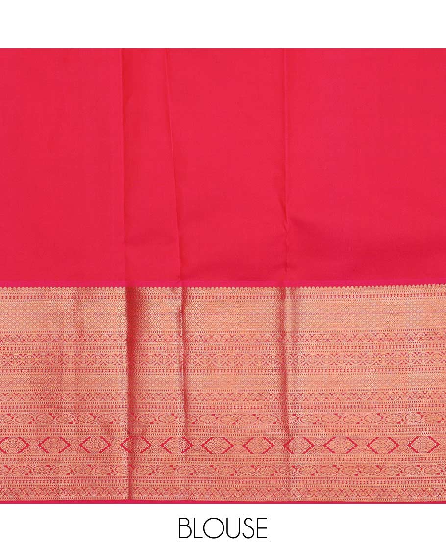 Peacock blue pure silk half-saree, jacquard with contrast traditional zari bordered skirt, contrast zari design blouse, and zari design dhavani