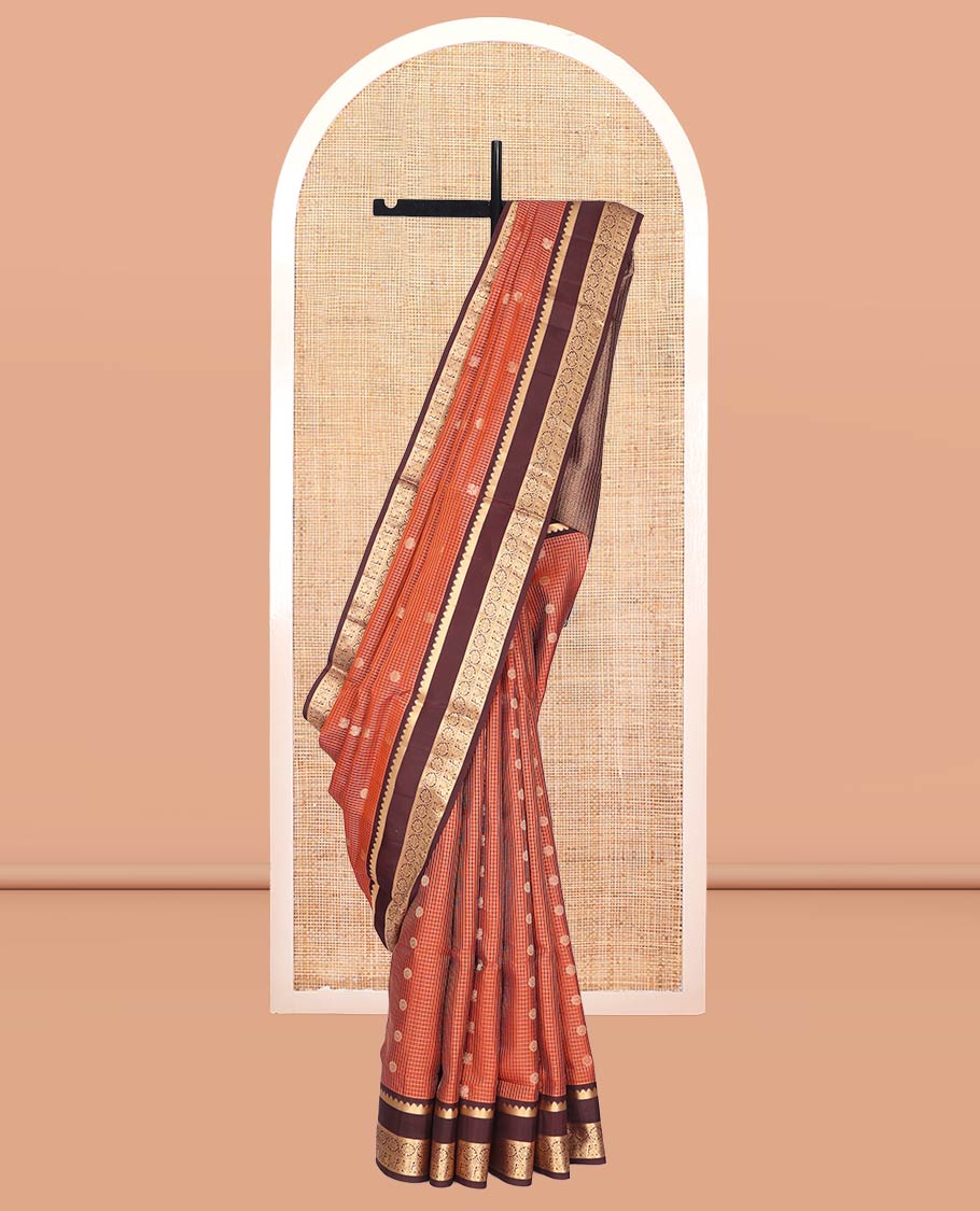 Orange Mayuri Lite Silk Mix Saree