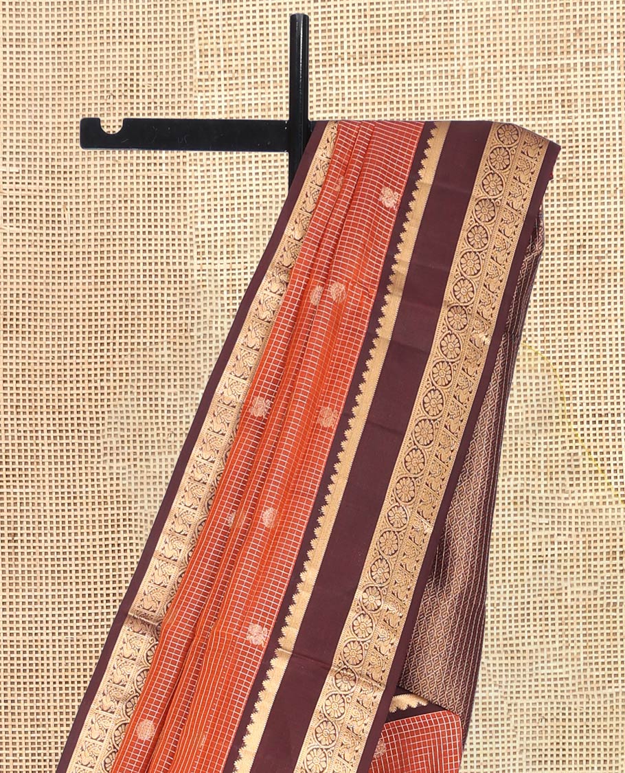 Orange Mayuri Lite Silk Mix Saree
