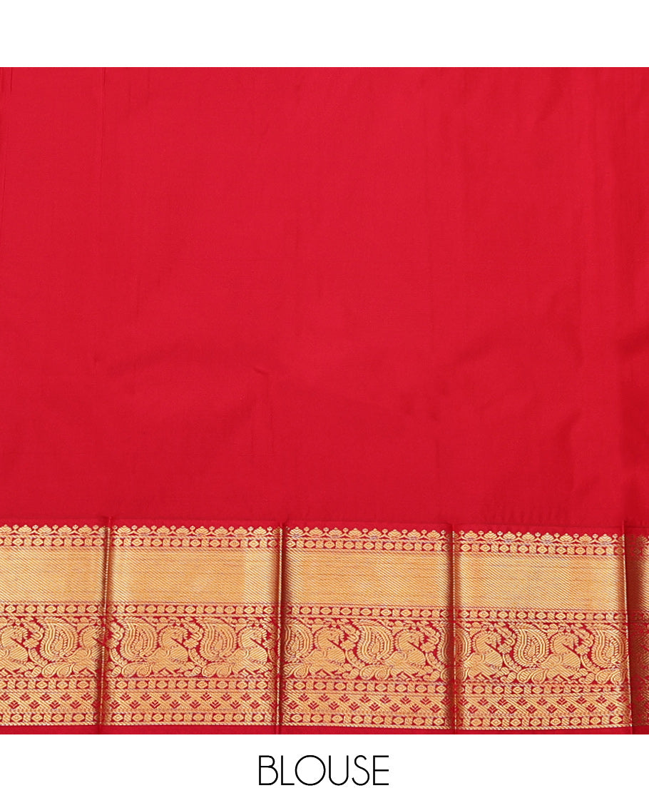 Black Budget Silk Saree, Gleamed Up with Zari Butta Enclosed Checks, Contrast Traditional Zari Border, Grand Pallu, and a Contrast Blouse