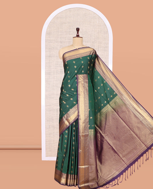 Green Traditional Zari Border Budget Silk Saree