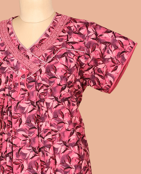 Pink Cotton-Blended Nighty