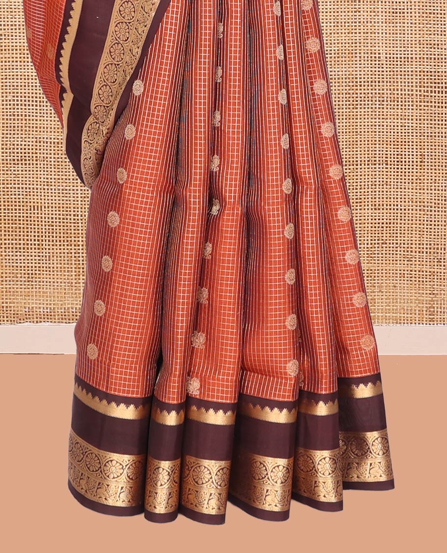 Orange Mayuri Lite Silk Mix Saree