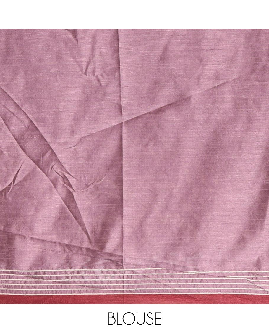 Borderless Maroon Semi-Raw Silk Saree Featuring Elegant Vertical Sequin Stripes Running Across the Body, Complemented by a Contrast Thread-Work Pallu and Paired with a Contrast Blouse