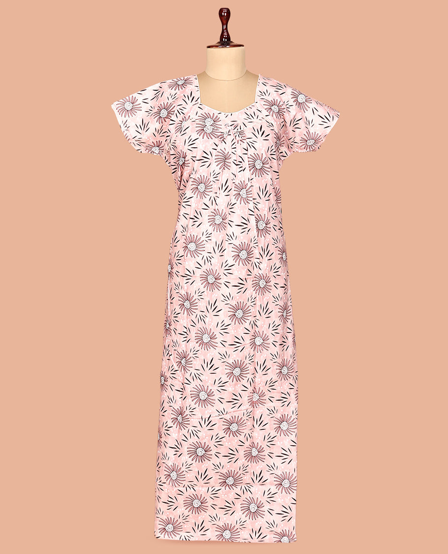 Baby Pink Cotton-Blended Nighty