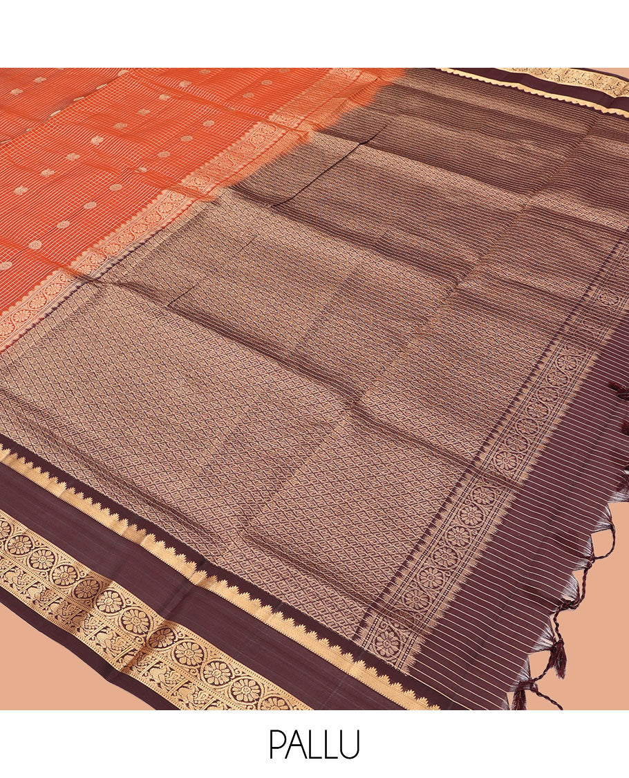 Orange Mayuri Lite Silk Mix Saree