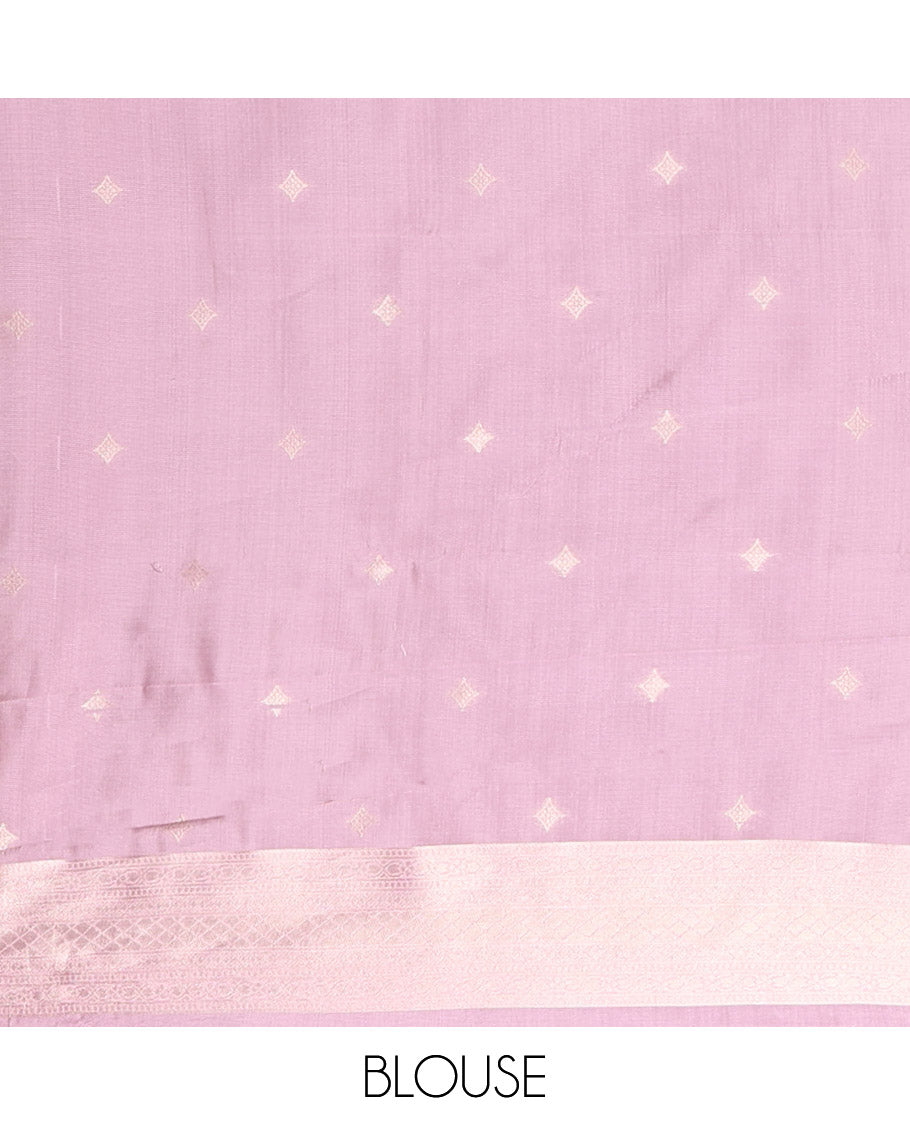 Purple Kanchi Silk Saree, Beautifully Bedecked with Jacquard Design on Its Body, Complemented by a Contrast Traditional Zari Design Border, Sparsely Woven Pallu, and Paired with a Contrast Blouse