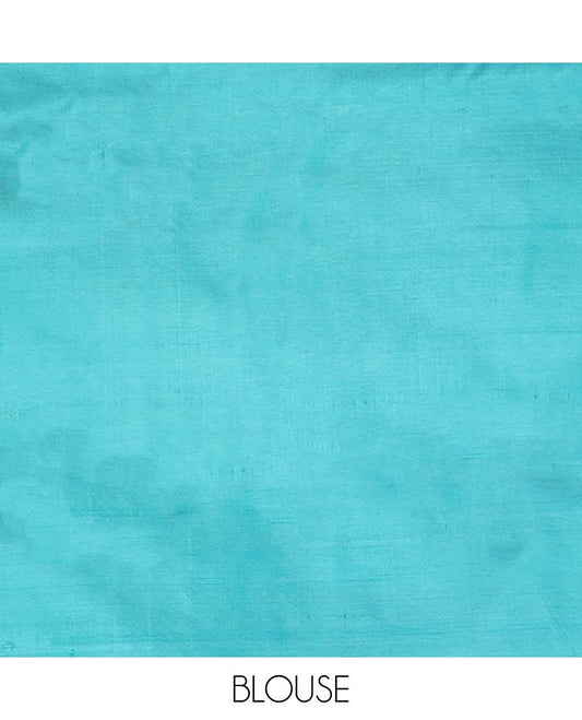 Lavender checked banana pith saree with contrast plain border & striped, floral motifs pallu