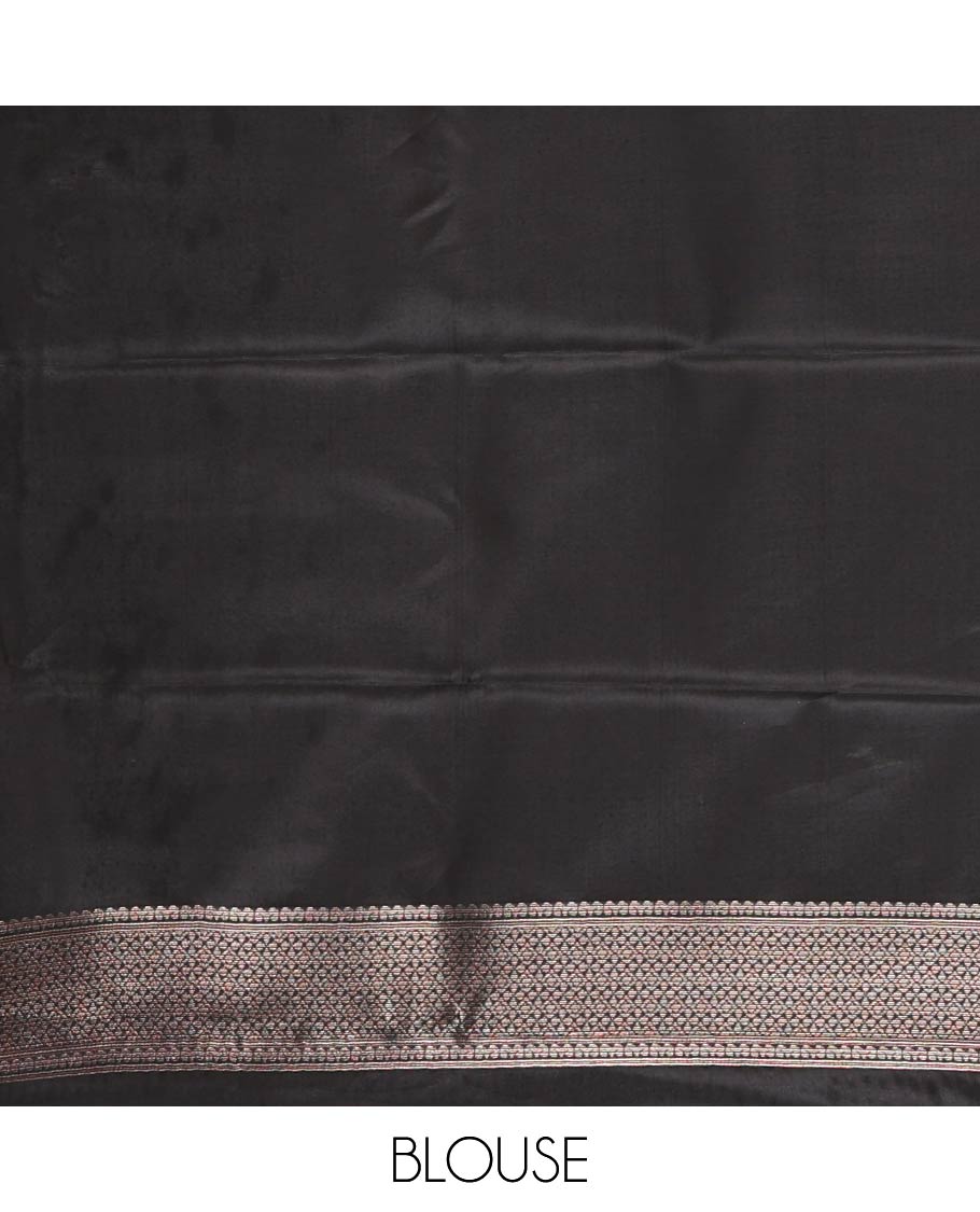 Rani pink zari checked & floral buttas kanchi silk saree,contrast satin border of floral zari motifs,intrictae pallu & contrast plain blouse