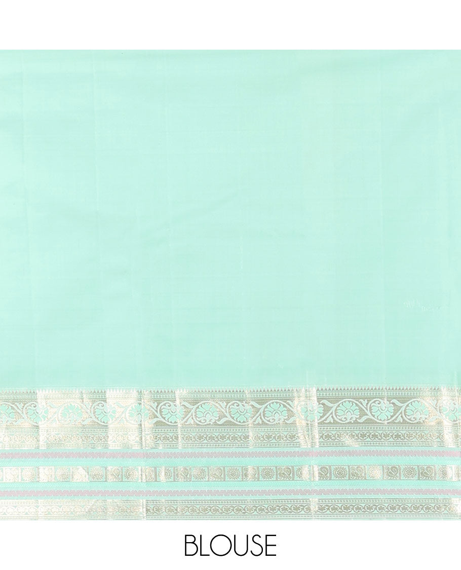 Violet butta vasundhara elite silk saree with contrast intricate zari design & floral design pallu