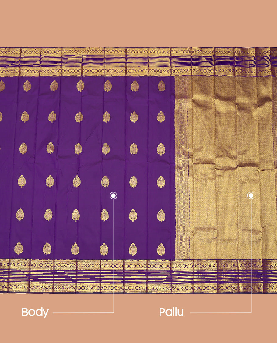 Violet Zari Buttas Budget Silk Saree