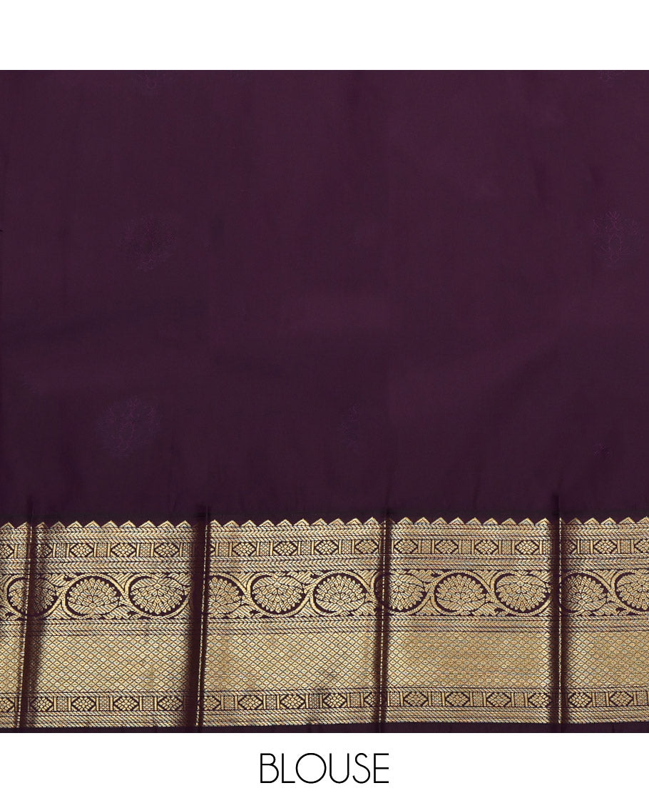 Red Budget Silk Saree, Enriched with Zari Buttas, Complemented by Contrast Traditional Zari Border, Grand Pallu and a Contrast Blouse
