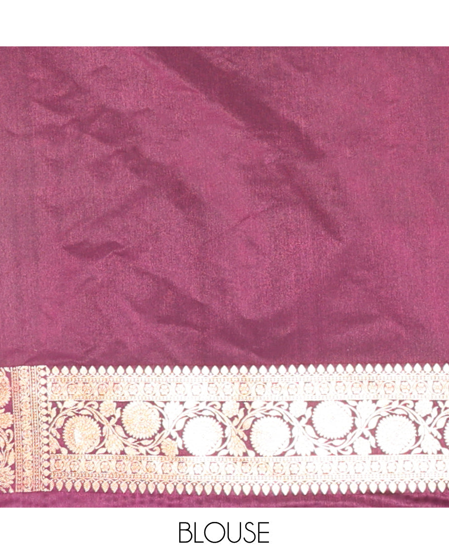Maroon Banarasi Nylon Saree, Mesmerized with  Jaal Jacquard, Floral Creeper Zari Border, Intricate Pallu, and a Matching Blouse