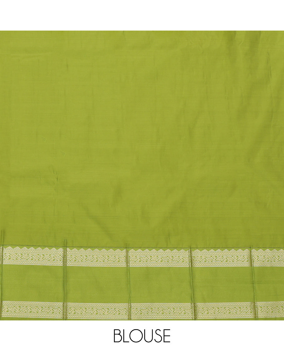 Brown Budget Silk Saree, Accentuated with Veldhari Stripes, a Contrast Traditional Rettai Pettu Border, Jaal Pallu, and a Contrast Blouse