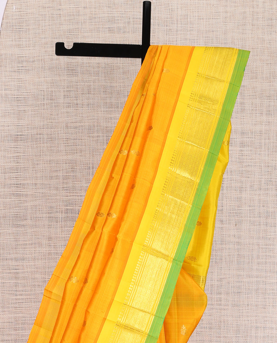 Orange Contrast One Side Border Kanchipuram Silk Saree
