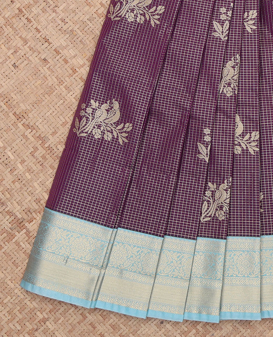 Purple Checks Budget Silk Saree