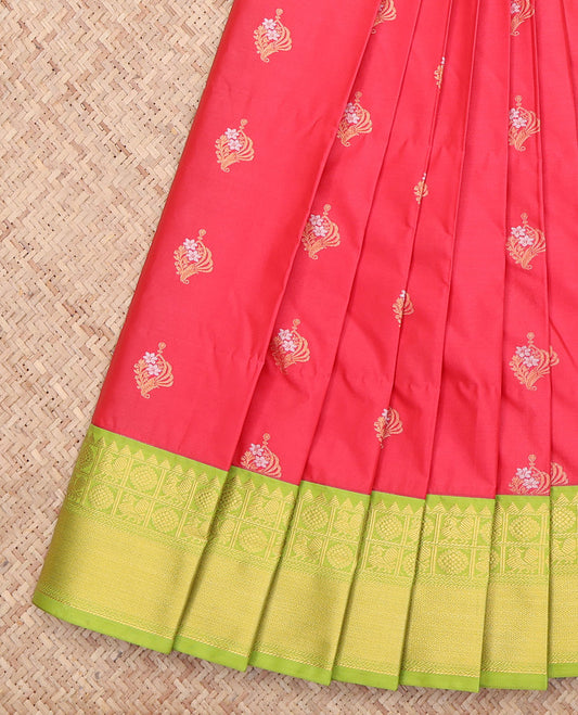 Red Peacock Chakram Budget Silk Saree
