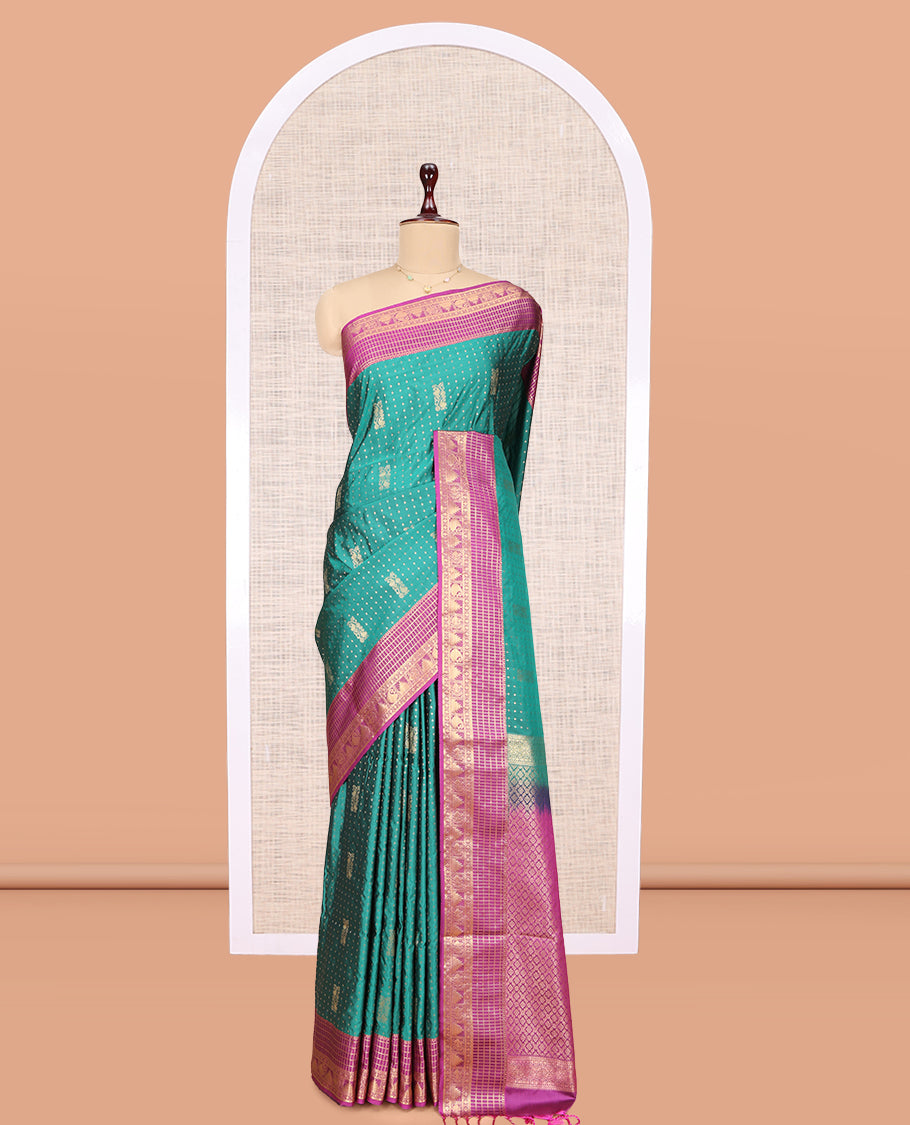 Green Zari Butta Traditional Budget Silk Saree