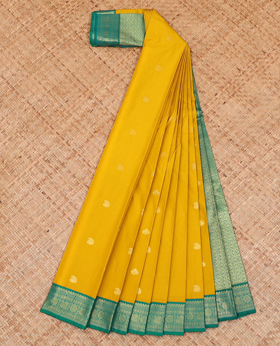 Pink Budget Silk Saree Sparsely Sparkled with Zari Designs, Highlighted with a Contrast Traditional Zari Design Border, Pallu of Paisleys, and Paired with a Contrast Blouse