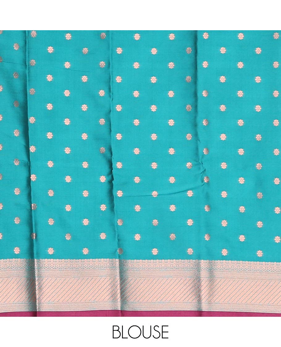 Maroon butter silk saree with floral zari designs, contrast traditional zari design & jaal pallu