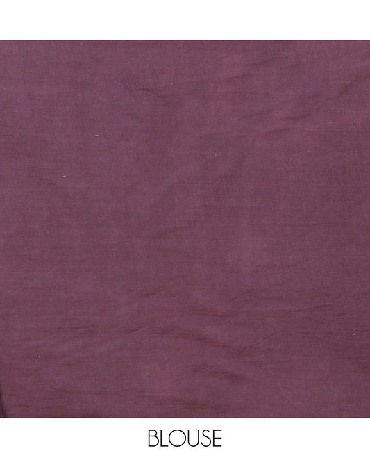 Brown floral printed mixed cotton saree, printed border, and floral printed pallu