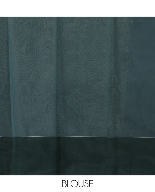 Sandal rose motifs semisilk cotton saree, contrast floral border, and ogee patterned pallu