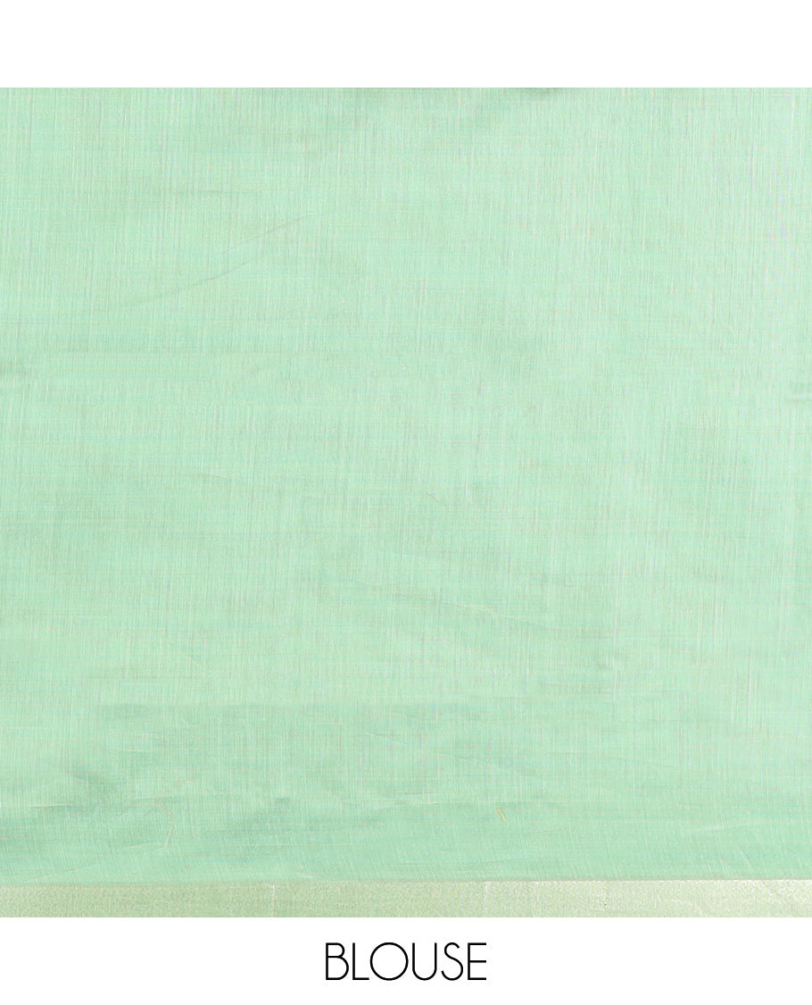 Beige hand brush painting style floral printed chirala cotton saree, plain border, and contrast floral printed pallu