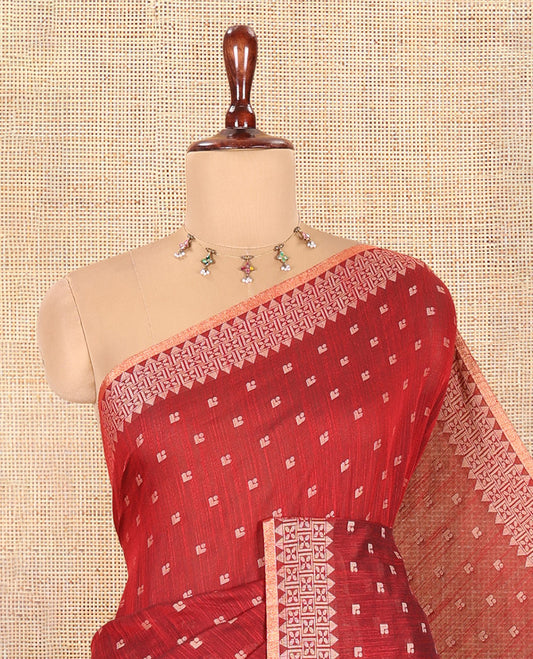 Maroon Khadi Cotton Saree
