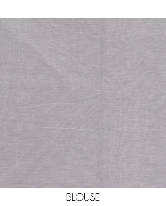 Borderless grey horse motifs Coimbatore cotton saree,  self-pallu of geometric patterns