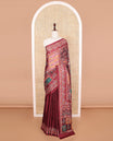 Multi-color printed, mirror work synon silk saree with printed border & printed rich pallu along with plain blouse