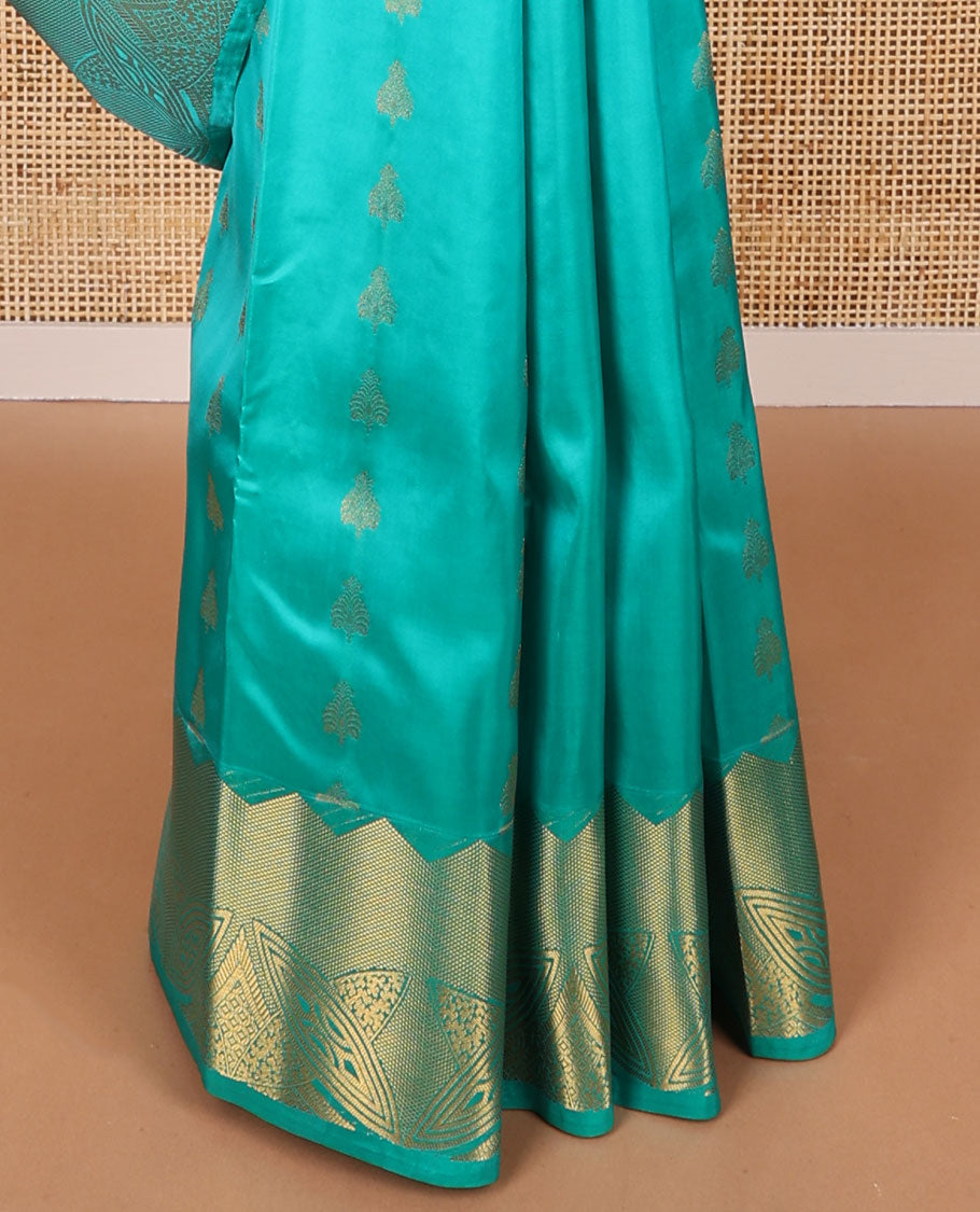 Light blue buttas vasundhara elite silk saree with self zari design border & geometric design pallu
